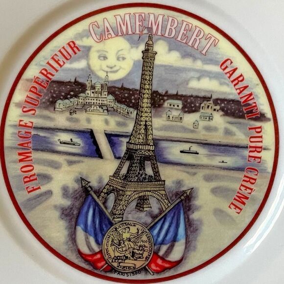 Y2K Restoration Hardware French Cheese Motif Design Appetizer 8” Plate Set of 4 - Picture 12 of 16